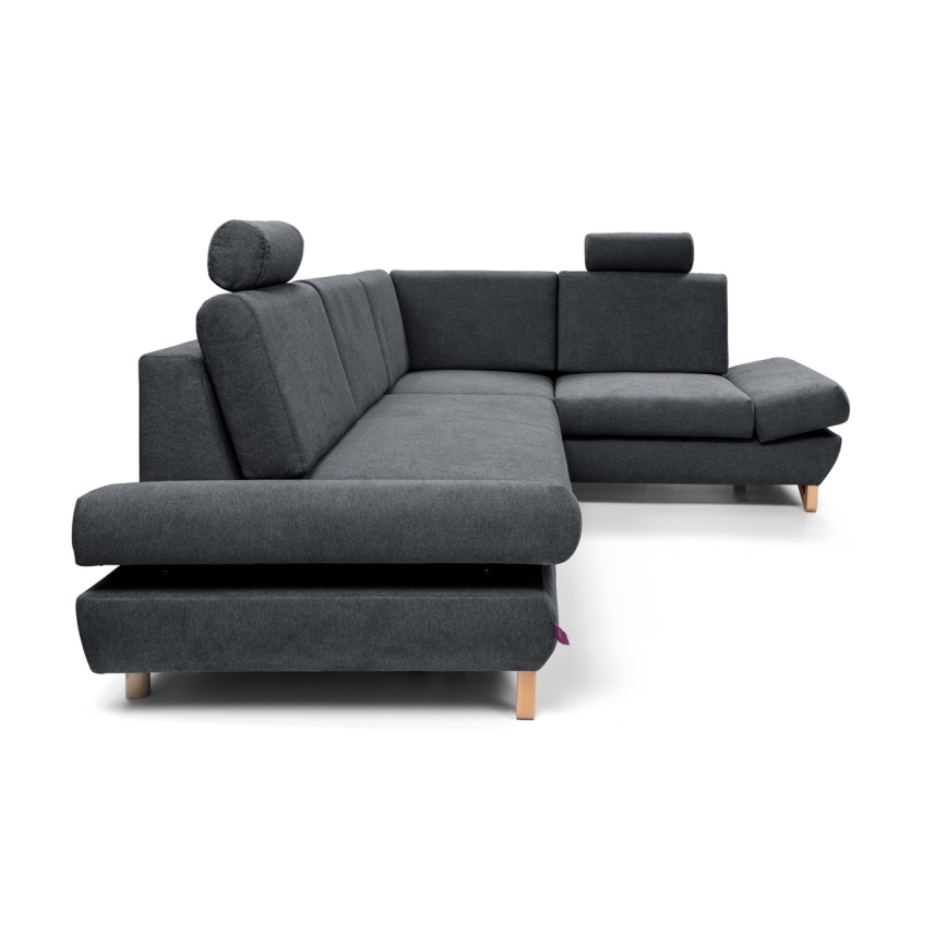 L-förmiges, klappbares Eck-Polstersofa mit Stauraum AVESTA rechts anthrazit