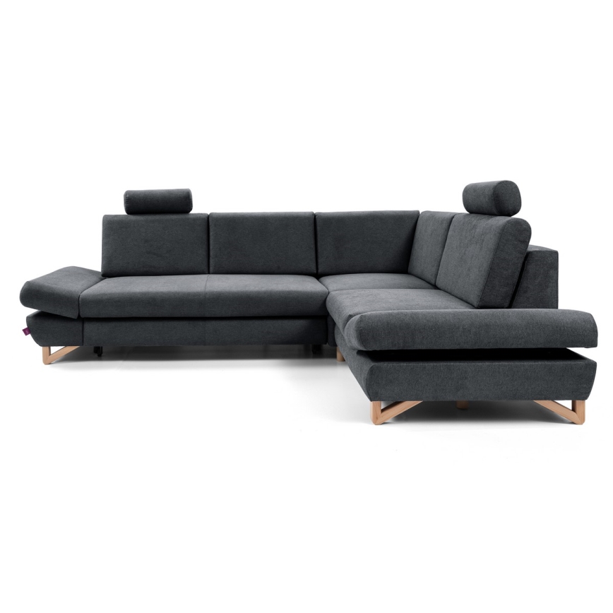 L-förmiges, klappbares Eck-Polstersofa mit Stauraum AVESTA rechts anthrazit
