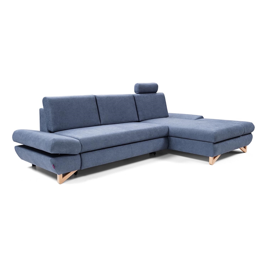 L-förmiges, klappbares Eck-Polstersofa mit Stauraum AVESTA rechts blau