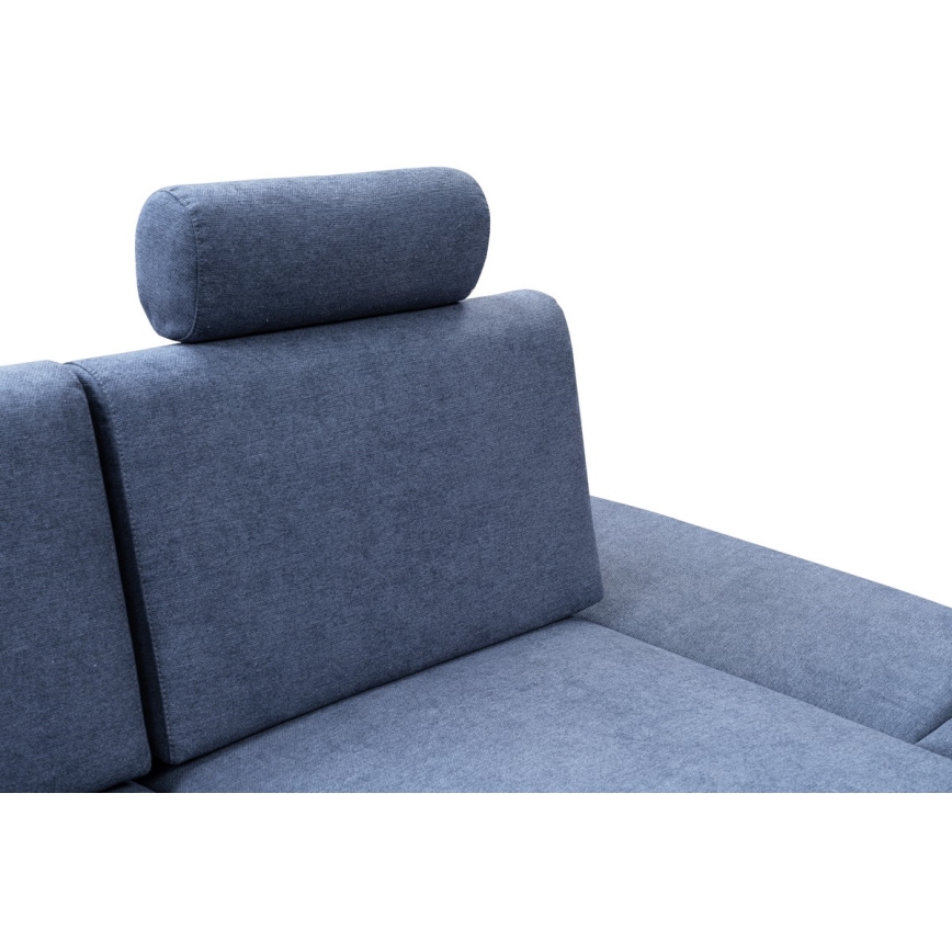 L-förmiges, klappbares Eck-Polstersofa mit Stauraum AVESTA rechts blau