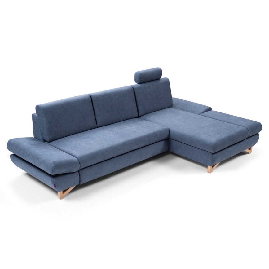 L-förmiges, klappbares Eck-Polstersofa mit Stauraum AVESTA rechts blau