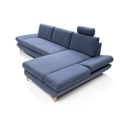 L-förmiges, klappbares Eck-Polstersofa mit Stauraum AVESTA rechts blau