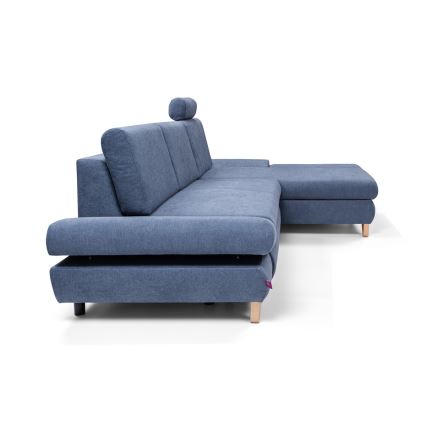 L-förmiges, klappbares Eck-Polstersofa mit Stauraum AVESTA rechts blau