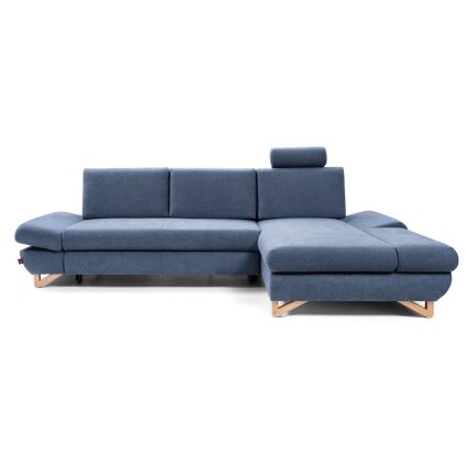 L-förmiges, klappbares Eck-Polstersofa mit Stauraum AVESTA rechts blau