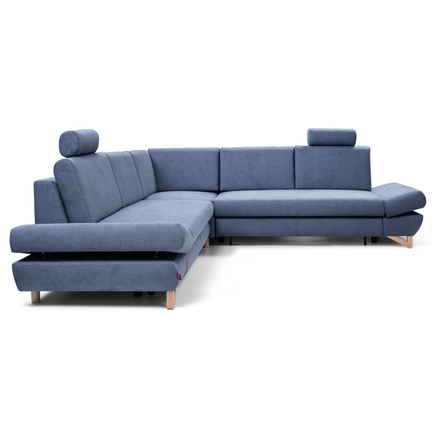 L-förmiges, klappbares Eck-Polstersofa mit Stauraum AVESTA rechts blau