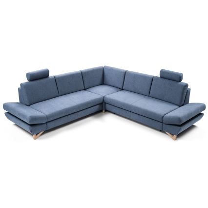 L-förmiges, klappbares Eck-Polstersofa mit Stauraum AVESTA rechts blau