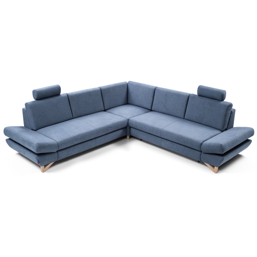 L-förmiges, klappbares Eck-Polstersofa mit Stauraum AVESTA rechts blau