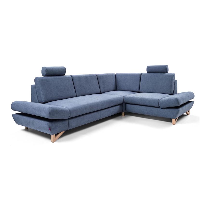 L-förmiges, klappbares Eck-Polstersofa mit Stauraum AVESTA rechts blau