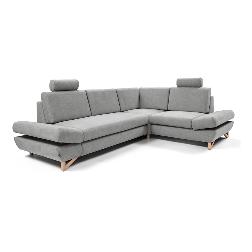 L-förmiges, klappbares Eck-Polstersofa mit Stauraum AVESTA rechts grau