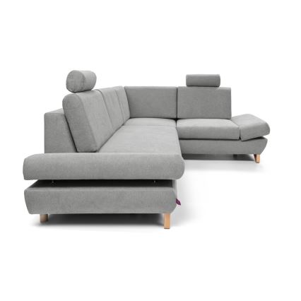 L-förmiges, klappbares Eck-Polstersofa mit Stauraum AVESTA rechts grau