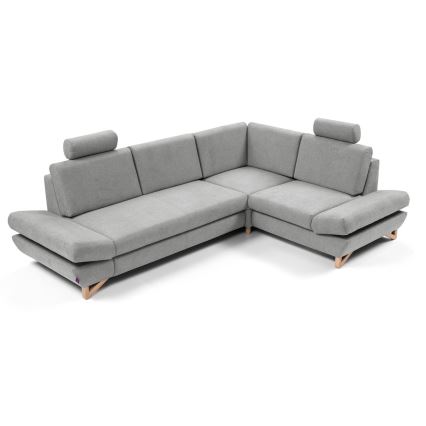 L-förmiges, klappbares Eck-Polstersofa mit Stauraum AVESTA rechts grau