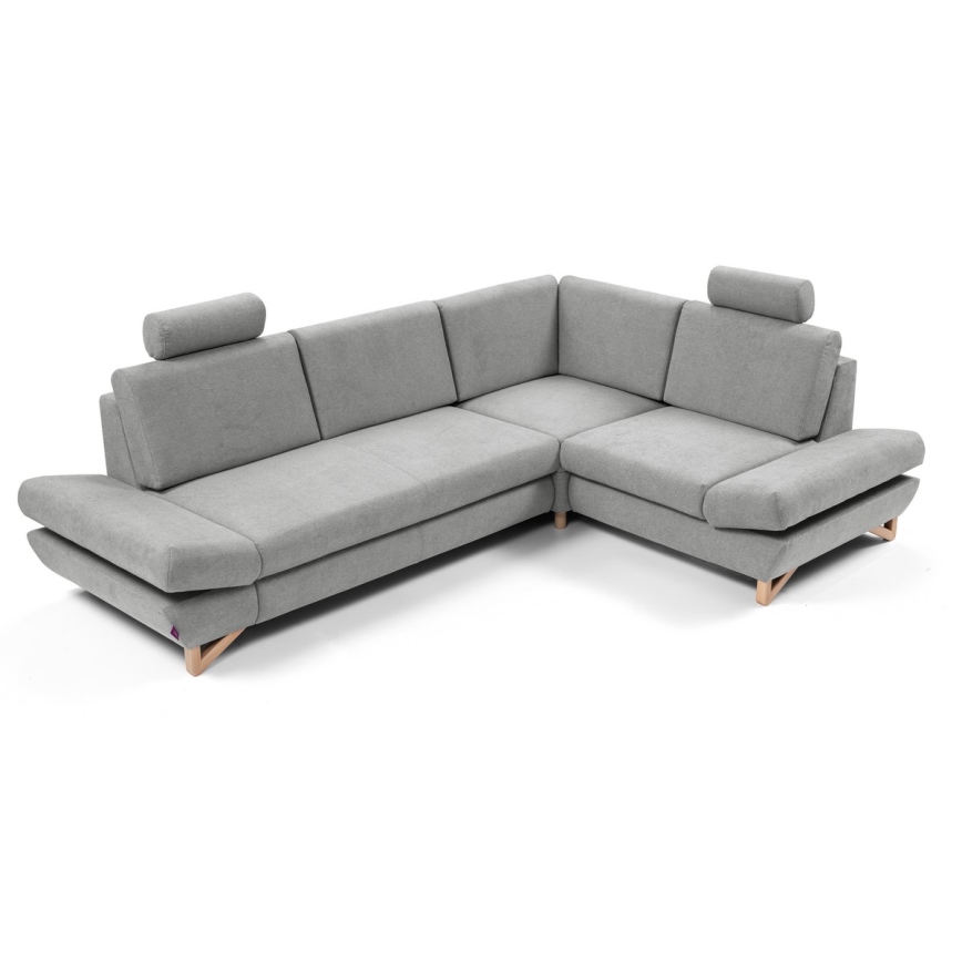 L-förmiges, klappbares Eck-Polstersofa mit Stauraum AVESTA rechts grau