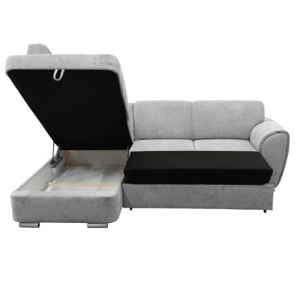 L-förmiges, klappbares Eck-Polstersofa SERPA links grau