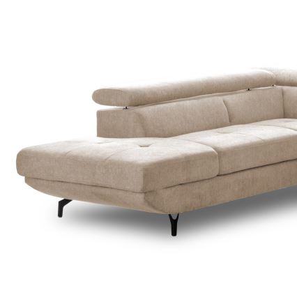 L-förmiges, klappbares Ecksofa mit Stauraum BRESCIA links beige