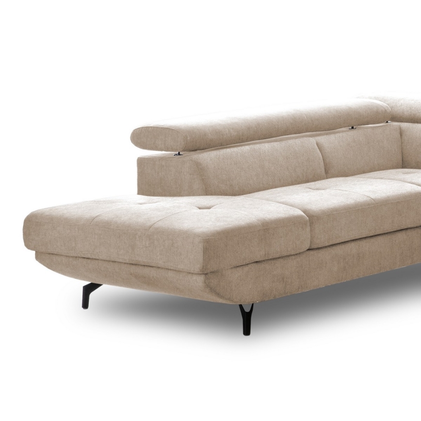 L-förmiges, klappbares Ecksofa mit Stauraum BRESCIA links beige