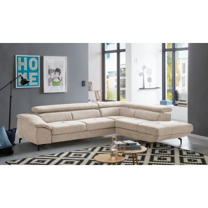 L-förmiges, klappbares Ecksofa mit Stauraum BRESCIA rechts beige