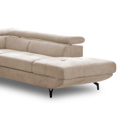L-förmiges, klappbares Ecksofa mit Stauraum BRESCIA rechts beige