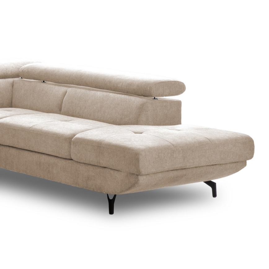 L-förmiges, klappbares Ecksofa mit Stauraum BRESCIA rechts beige