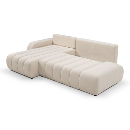 L-förmiges, klappbares Ecksofa mit Stauraum DESIO links beige