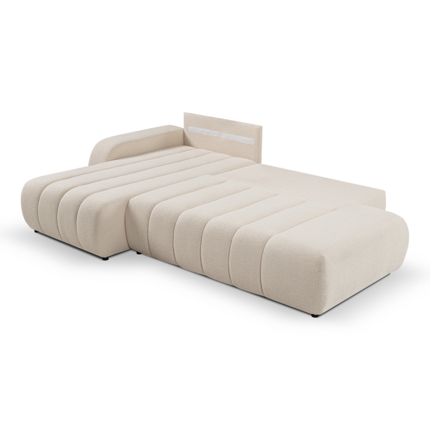 L-förmiges, klappbares Ecksofa mit Stauraum DESIO links beige
