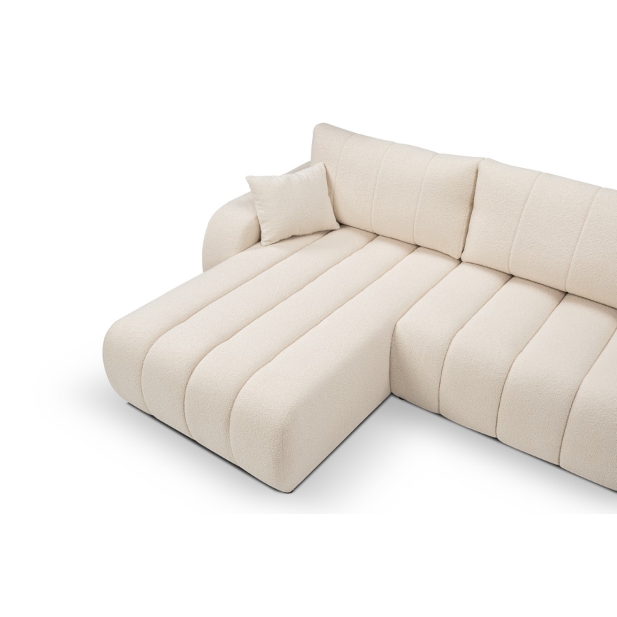 L-förmiges, klappbares Ecksofa mit Stauraum DESIO links beige