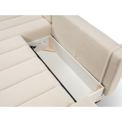 L-förmiges, klappbares Ecksofa mit Stauraum DESIO links beige