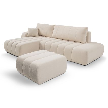 L-förmiges, klappbares Ecksofa mit Stauraum DESIO links beige