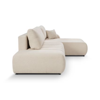 L-förmiges, klappbares Ecksofa mit Stauraum DESIO links beige