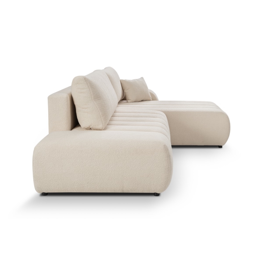 L-förmiges, klappbares Ecksofa mit Stauraum DESIO links beige