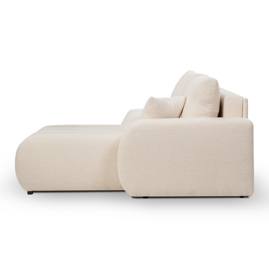 L-förmiges, klappbares Ecksofa mit Stauraum DESIO links beige