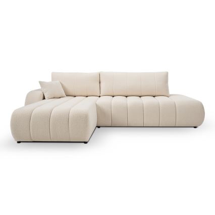L-förmiges, klappbares Ecksofa mit Stauraum DESIO links beige
