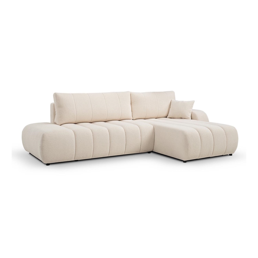 L-förmiges, klappbares Ecksofa mit Stauraum DESIO rechts beige