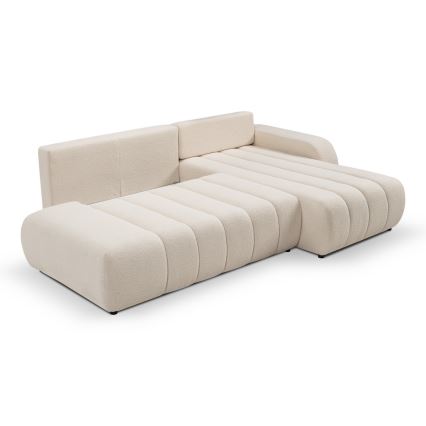L-förmiges, klappbares Ecksofa mit Stauraum DESIO rechts beige