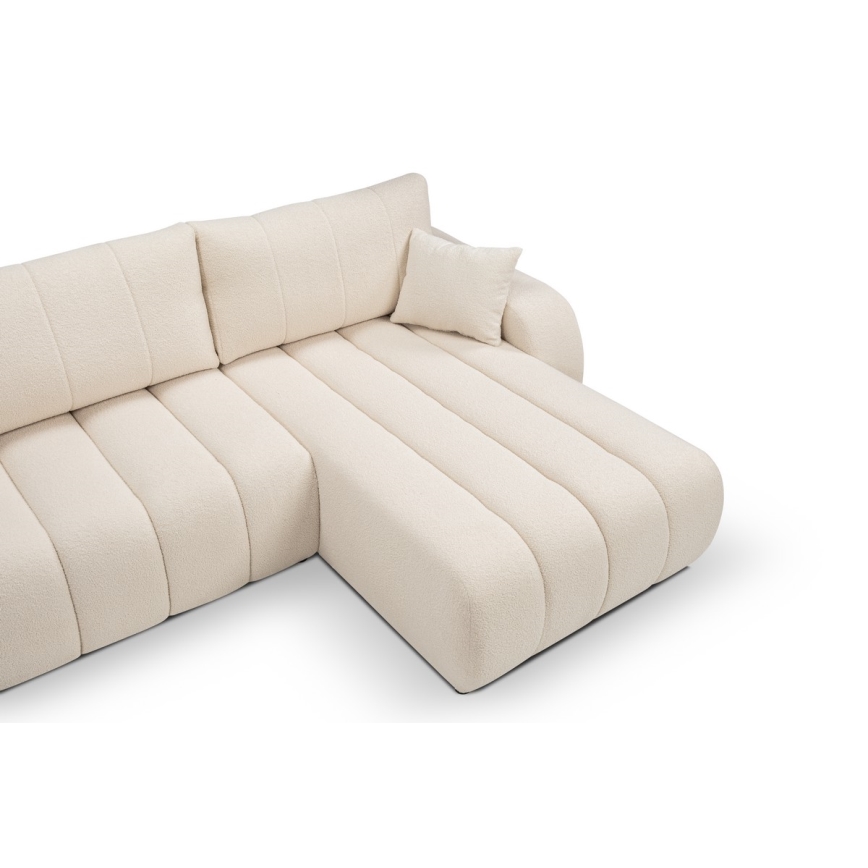 L-förmiges, klappbares Ecksofa mit Stauraum DESIO rechts beige
