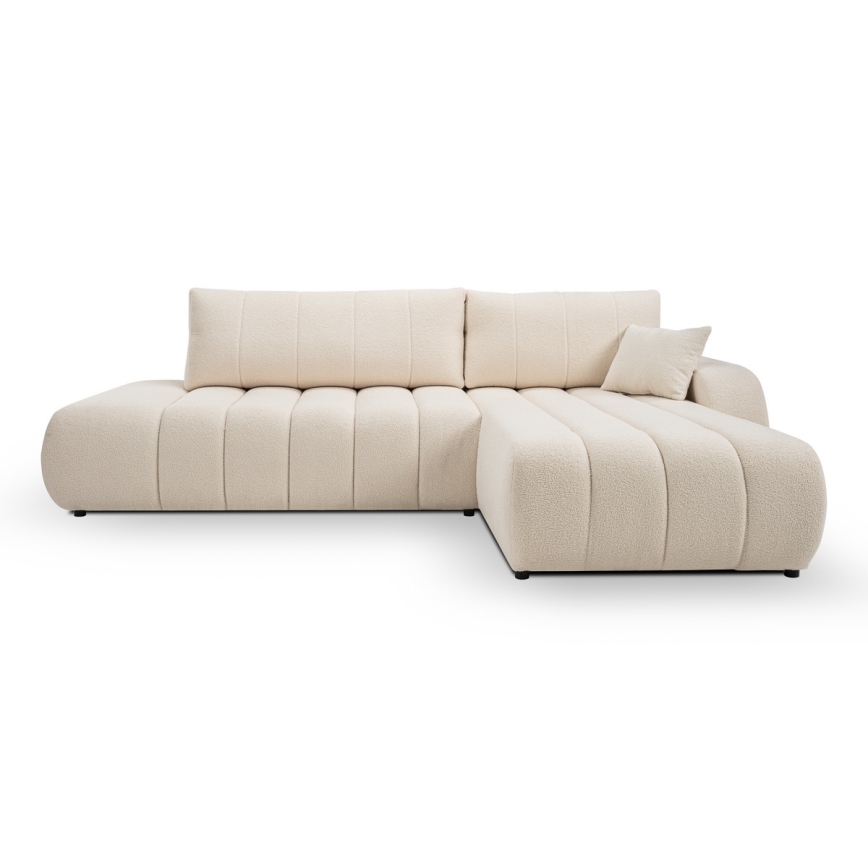 L-förmiges, klappbares Ecksofa mit Stauraum DESIO rechts beige