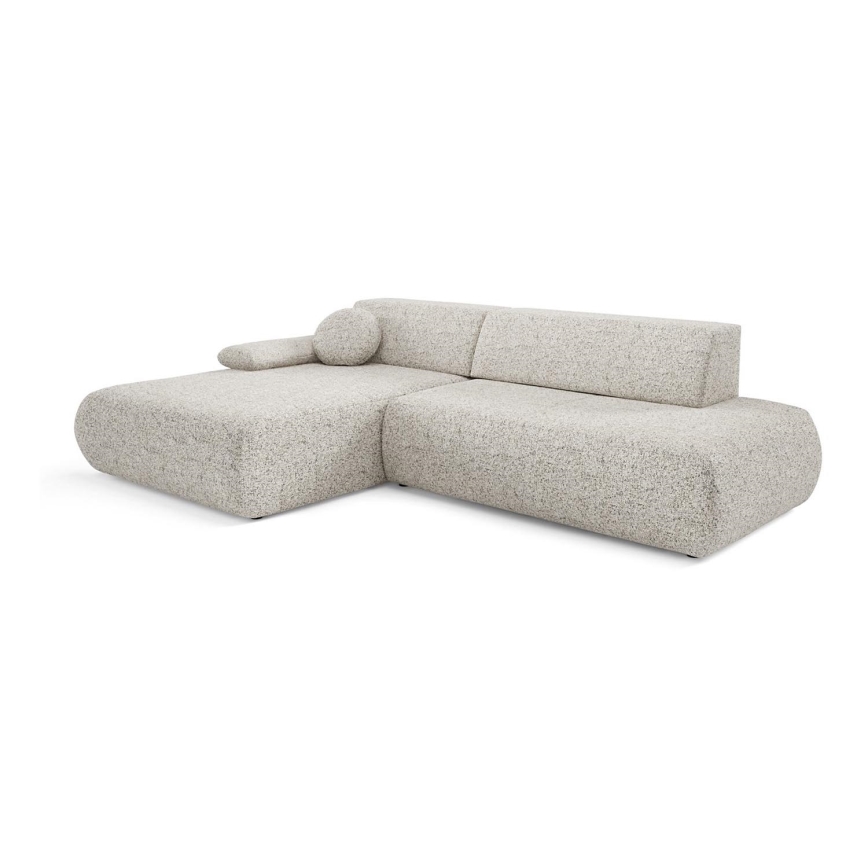 L-förmiges, klappbares Ecksofa mit Stauraum PRATO links beige