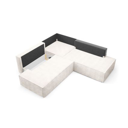 L-förmiges, klappbares Ecksofa mit Stauraum TERAMO rechts beige