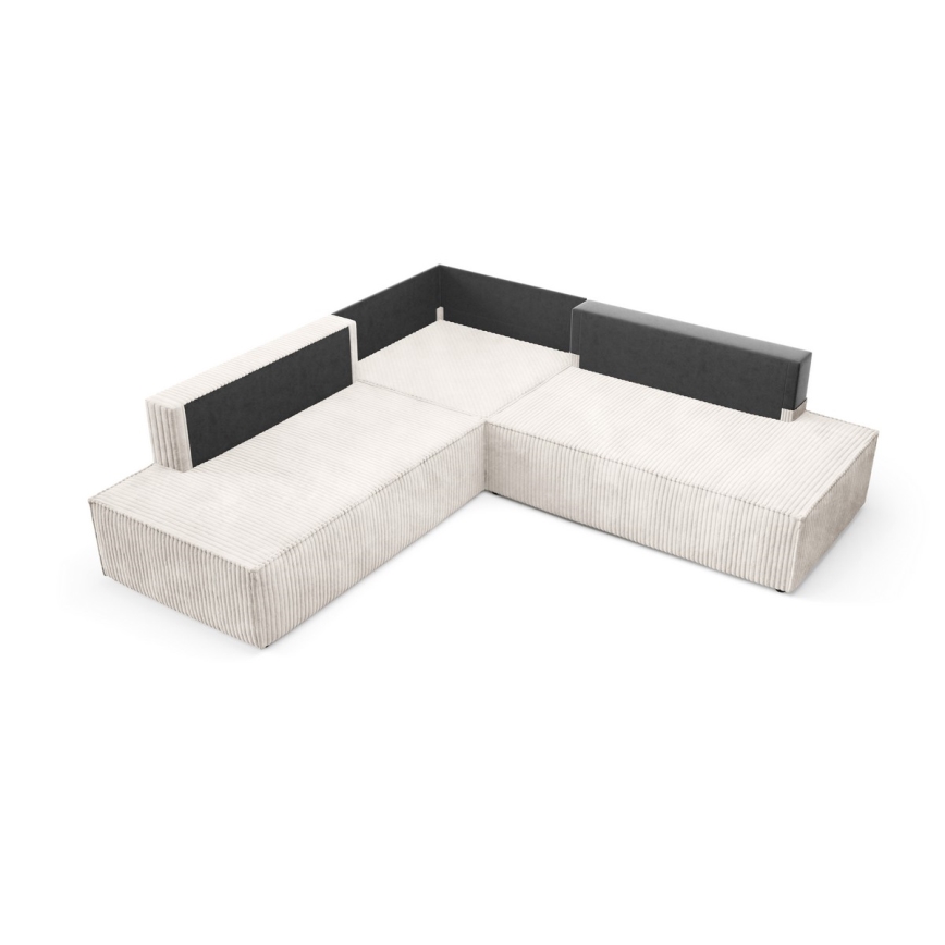 L-förmiges, klappbares Ecksofa mit Stauraum TERAMO rechts beige