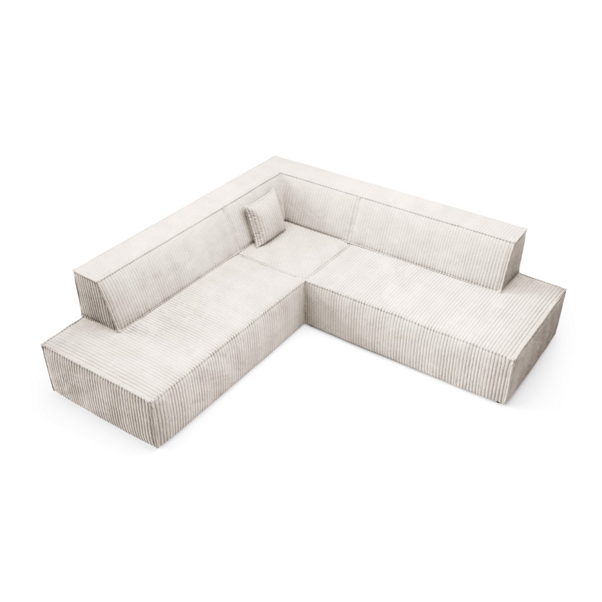 L-förmiges, klappbares Ecksofa mit Stauraum TERAMO rechts beige