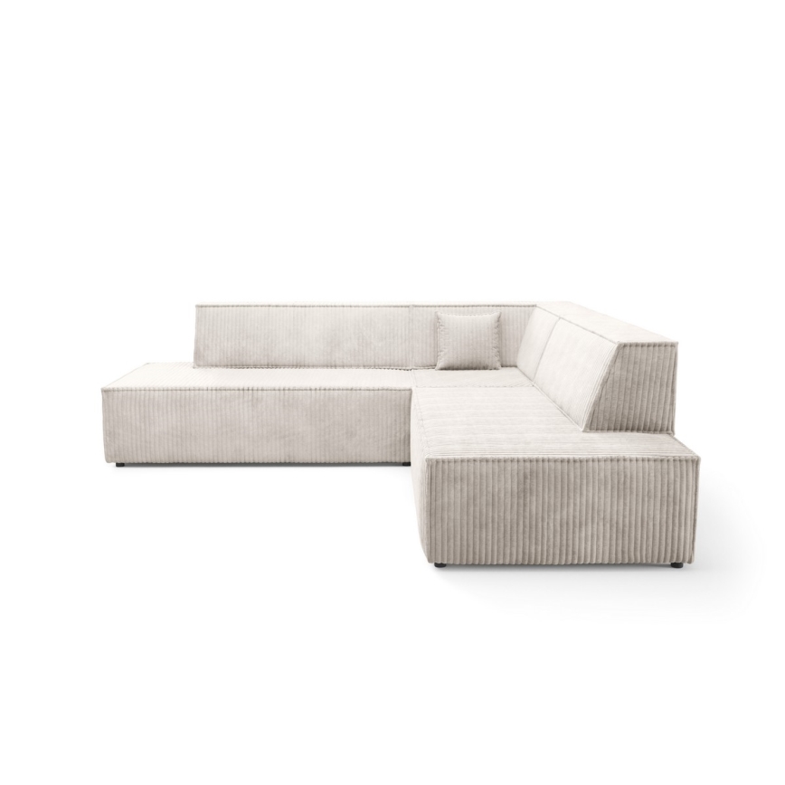 L-förmiges, klappbares Ecksofa mit Stauraum TERAMO rechts beige