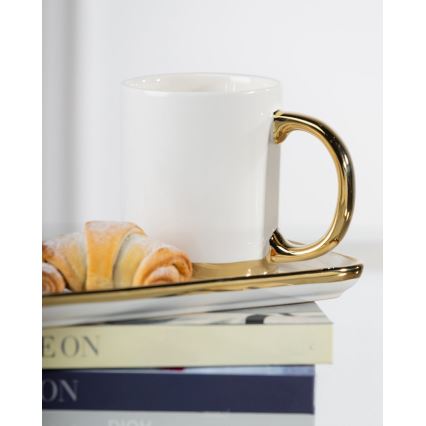 Becher mit Löffel LANA creme/gold