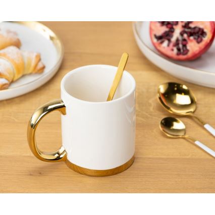 Becher mit Löffel LANA creme/gold