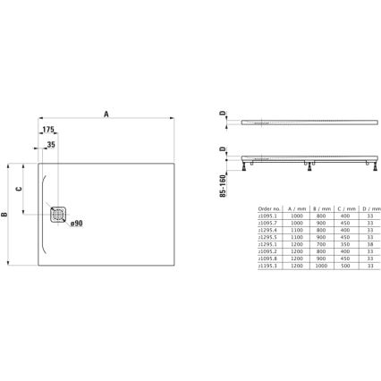 LAUFEN H2109580000001 - Rechteckige Duschwanne PRO 120 x 90 cm Marbond/Weiß