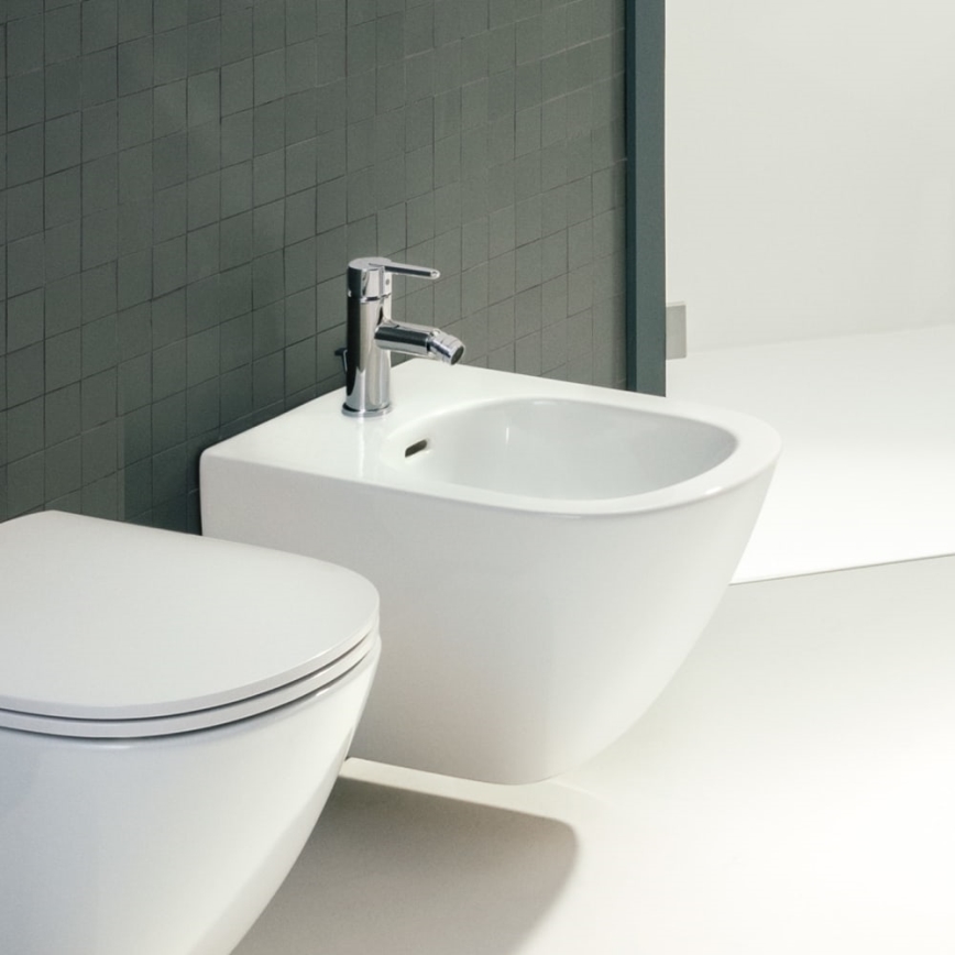 LAUFEN H3410810041141 - Bidetarmatur + Ablauf mit Überlauf LUA glänzendes Chrom
