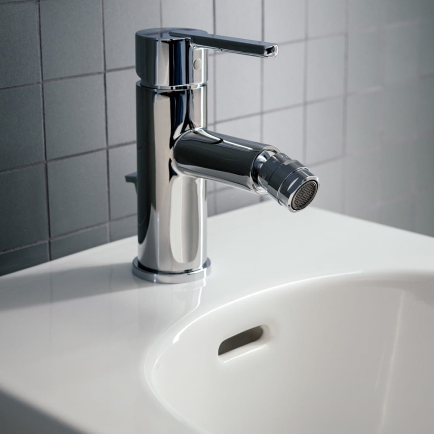 LAUFEN H3410810041141 - Bidetarmatur + Ablauf mit Überlauf LUA glänzendes Chrom