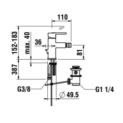 LAUFEN H3410810041141 - Bidetarmatur + Ablauf mit Überlauf LUA glänzendes Chrom
