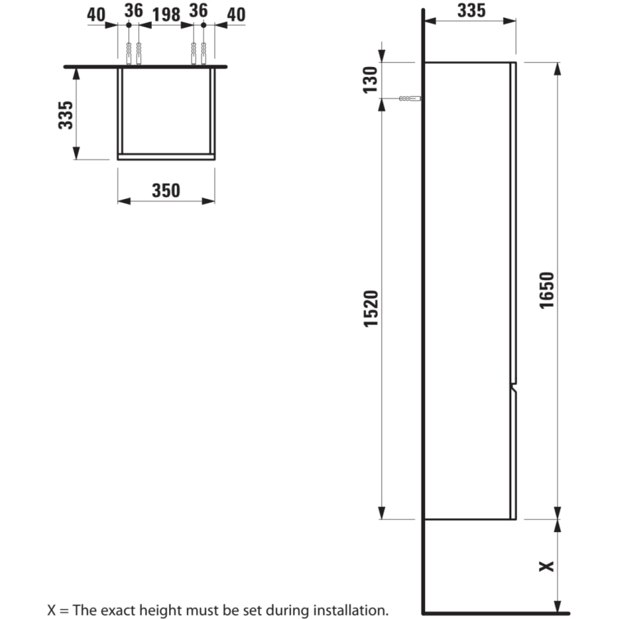 LAUFEN H4831220954791 - Badezimmerschrank PRO 165 cm Eiche