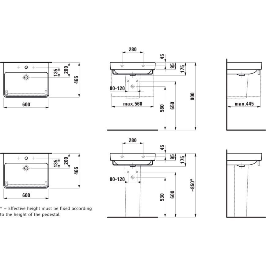 LAUFEN H8109630001091 - Aufsatzwaschbecken/wandhängend PRO 60x46,5 cm Keramik/weiß
