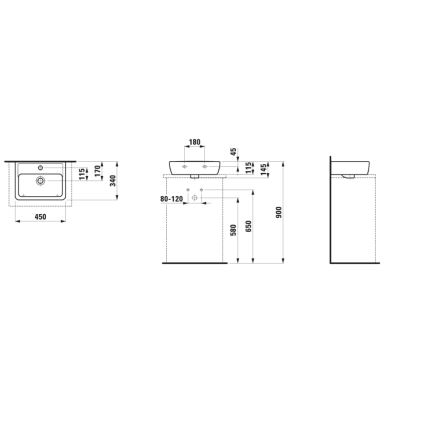 LAUFEN H8119520001041 - Aufsatzwaschbecken PRO 45x34 cm Keramik/weiß