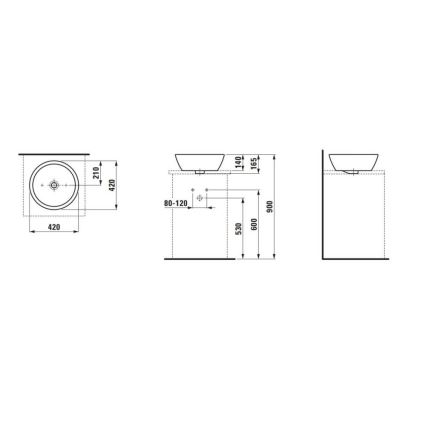 LAUFEN H8129620001091 - Aufsatzwaschbecken PRO d 42 cm Keramik/weiß